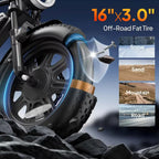 T16 Electric Bicycle, Fat Tyre, 25kmh, 250W Motor, 48V 13Ah Battery, Adult All-Terrain E-Bike